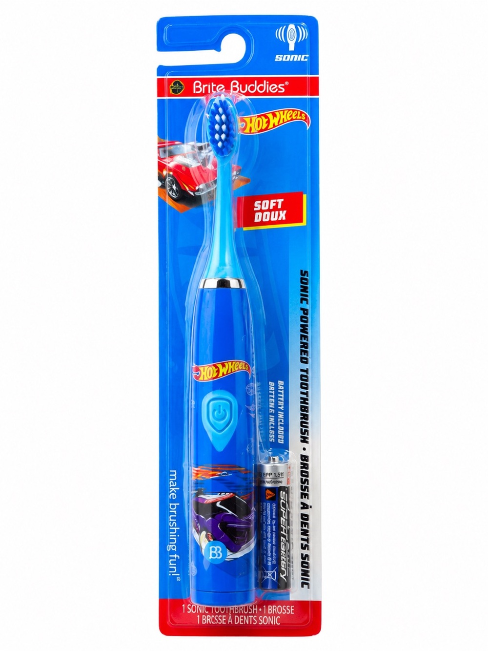 Brush Buddies Blue Hot Wheels Kids Electric Toothbrush Sonic  size OS-NWT